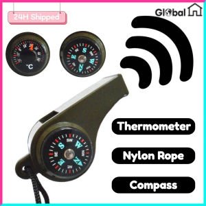 【24H COD】3 In1 Multifunctional Emergency Survival Whistle with Compass & Hanging Rope