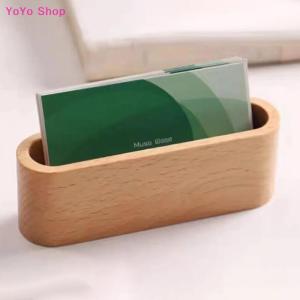 💕 YoYo Shop 💕 Business Card Holder Wooden Organizer Office Desk Name Card Display Stand With Pen Slot Memo Pad Cards Stand Card Holder Storage