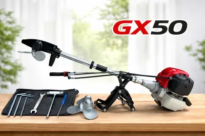 Máy Chạy Thuyền Hơi GX50 (4 thì pittong 44mm).Máy Chạy xuồng composite GX50 kiểu Hon.da kèm chân vịt đẩy thuyền
