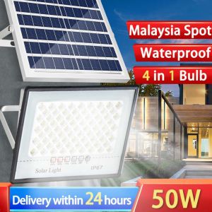 【Malaysia Spot】Outdoor Lighting Solar LED Light High Quality IP67 Waterproof Solar Lamp Super Bright Solar Powered Wall Light with Remote Control Apply to Basketball Court Garden Courtyard