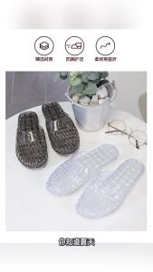 [Free Shipping] Sweet And Stylish Summer Sandals Crystal Shoes Closed-Toe Sandals For Women Fashionable Beaded Flat Sandals Perforated Sandals