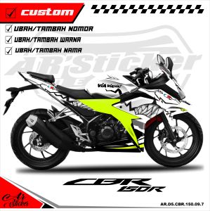 Decal Stiker CBR 150 R Facelift Hologram Pelangi Chrome – Dekal Stiker Fullbody Variasi CBR 150 R Desain Shark 009
