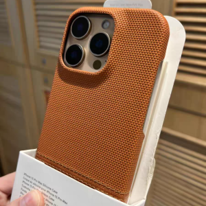 Business Splice Leather Nylon Fabric Case For iPhone 17 Air 16 15 14 Plus 13 12 Pro Max Frameless Cooling Matte Shockproof Cover