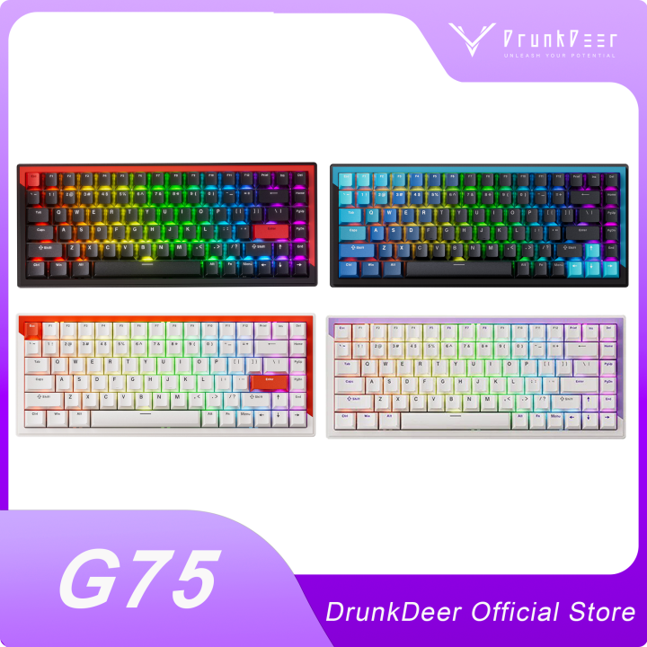 DrunkDeer A75 Pro Rapid Trigger Stille Magnetische Schakelaar Mechanische Gaming Toetsenbord met Knop 75% 82 Toetsen Verstelbare Bediening RGB PBT Keycap OEM Profiel TKL USB Bedraad ANSI