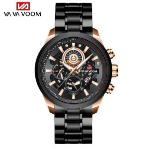 Jam Tangan Kasual Bisnis Formal Pria Vavavoom Asli Tahan Air Stainless Steel Titanium Anti Gores Kalender Date Luminous Bercahaya New Model Terbaru Premium Original Quartz Analog Aksesoris Arloji Mens Watches Kaca Tebal Tahan Gores Fashion Impor -JV14