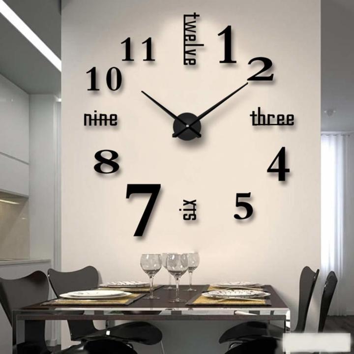 Modern Large Wall Clock 3D Mirror Sticker Big Number Watch DIY Home Room  Decor