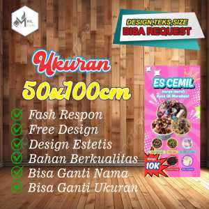 Spanduk Banner 50x100 Cm Es Cemil Pink Free Custom Design