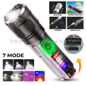 Senter Mini Multiungsi Senter Zoom -Laser- Lampu LED Emergency-SOS-Sinar UV-Tenaga Surya- Power Bank HP MITSUYAMA MS-1237 | Senter Genggam | Senter Tangan | Senter Mini Cas Super Terang | Senter Zoom | Senter Power Bank | Senter Cas Tahan 24 Jam