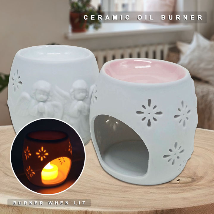 New Age White & Gold Moon Ceramic Burner