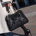 Aidrani   New Women's Crocodile Pattern Lacquer Leather Handbag High end Fashion Versatile Cowhide Commuter Bag. 