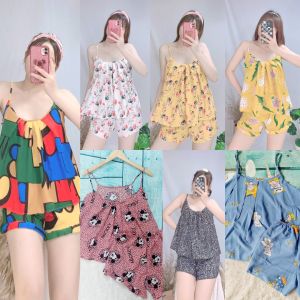 Bộ mặc nhà nữ 2 dây dập ly vải lụa hàn mát thoải mái nhiều màu tươi sáng nữ tính freesize dưới 57kg