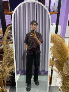 Ramfg Clothing Kemeja pria lengan pendek kemeja salur BEST SELLER