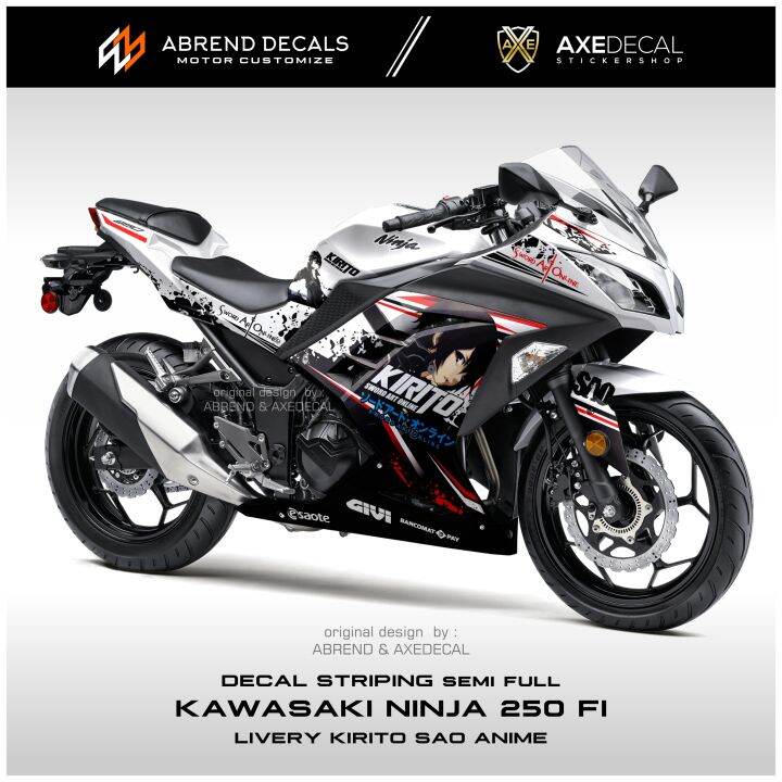 Decal Striping Ninja Fi Livery Kirito Stiker Motor Kawasaki Ninja