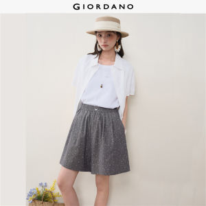 Giordano Women Floral elastic waist wide leg shorts Free Shipping 18406803