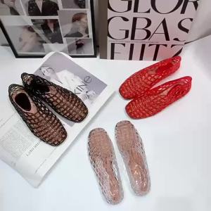[Free Shipping] Korean-Style Flat Sandals For Women Fashionable And Breathable Hollow-Out Shoes Closed-Toe And Closed-Heel Jelly Shoes Beach Crystal Shoes