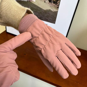 NDEURDI กันลม ถุงมือบุนวมฤดูหนาว กันน้ำกันน้ำได้ สีทึบทึบ ถุงมือหน้าจอสัมผัส แฟชั่นสำหรับผู้หญิง กิจกรรมกลางแจ้งกลางแจ้ง ถุงมือผู้หญิงอบอุ่น สำหรับผู้หญิง