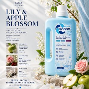 [NEW LAUNCH] PODDO PureCare Bio-Enzyme Laundry Liquid 2L - Lily & Apple Blossom / Amber Rose Blossom | Deep Clean Laundry Detergent | 180H Long Lasting Fragrance | Baby Safe