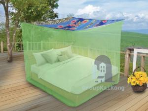 [10 ชิ้น] มุ้งไนล่อนกาง 4 หู ตราซากุระ ขนาด 9 ฟุต มุ้งหลังคาพิมพ์พิมลายดอกไม้ พิเศษแถมเชือกไนล่อนสำหรับผูกมุ้ง  gk99