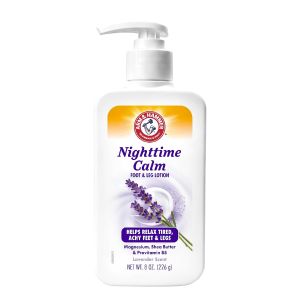 Arm & Hammer Nighttime Calm Foot & Leg Lotion Lavender 8 oz Hydrating magnesium lotion with shea butter and provitamin B5 lavender-scented cream for tired feet and legs