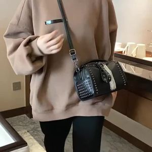 Elegant studded tassel handbag   Wide-strap large-capacity daily commuter shoulder and crossbody bag for women  #7569