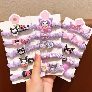 5Pcs/Set Kawaii Sanrio Hair Ties Anime Hair Ring Ornaments Kuromi Hair Rope Cartoon Accessories