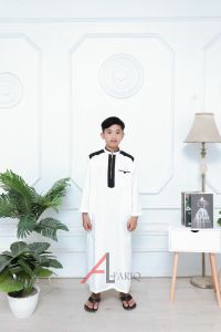Jubah anak laki laki premium Toyobo warna putih 3-16 Tahun lengan panjang