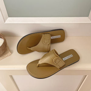 [Free Shipping] Retro Flip-Flops For Women 2026 Summer New High-Heeled Design Unique Buckle Beach Sandals