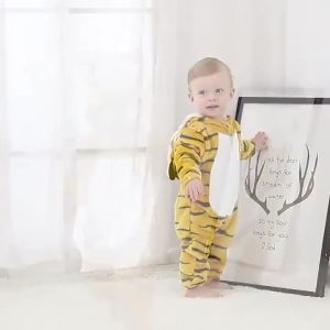 [COD] Baby Pajamas Cute Cartoon Dinosaur Mario Jumpsuit Animal Overalls Toddler Winter Clothes Boys Girls Soft Flannel Jumpsuit
