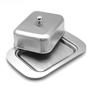 Yo-Fun Stainless Steel Butter Dish with Lid Airtight Metal Butter Keeper & Cheese Storage Box Creative Kitchen Container for Countertop Dining Table & Refrigerator