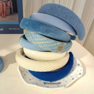 Blue Headband High Crown Hair Hoop Autumn Winter Versatile Hair Accessory for Outdoor Wear Face Wash and Hair Pressing