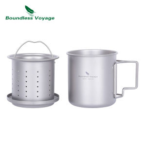 Boundless Voyage 420ml Titanium Mug with Strainer & Lid Lightweight Camping Single Layer Tea Cup with Filter Outdoor Drinkware2026