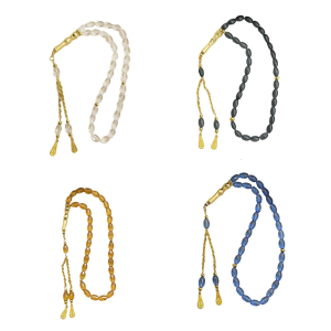 Elegant Oval Beads Muslims Rosary Beads Tasbih with Luxurious Gold Tassels Ideal For Religious Ceremonies Worship Use