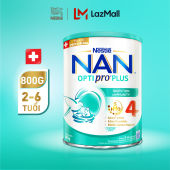 [CHỈ 18-29.12 QT Đơn 599K/999K] Sữa bột Nestlé NAN OPTIPRO PLUS 4 với 5HMO xuất xứ Thụy Sĩ - Hộp 800g cho bé từ 2 - 6 tuổi - Sữa công thức dinh dưỡng cho trẻ giúp hỗ trợ tiêu hóa đề kháng trí não và phát triển toàn diện