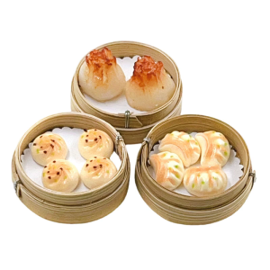 Realistic Resin Miniature Steamer Buns Dumplings Set 1/12 Scale Doll House Kitchen Scene Display Model Accessory