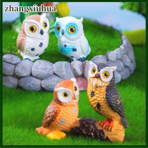zhangxiuhua Mini Resin Animal Owl Figurines Micro Landscape Car Dashboard Home Desktop Ornaments