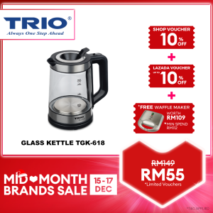 Trio Glass Kettle with Blue Illumination Power Indicator