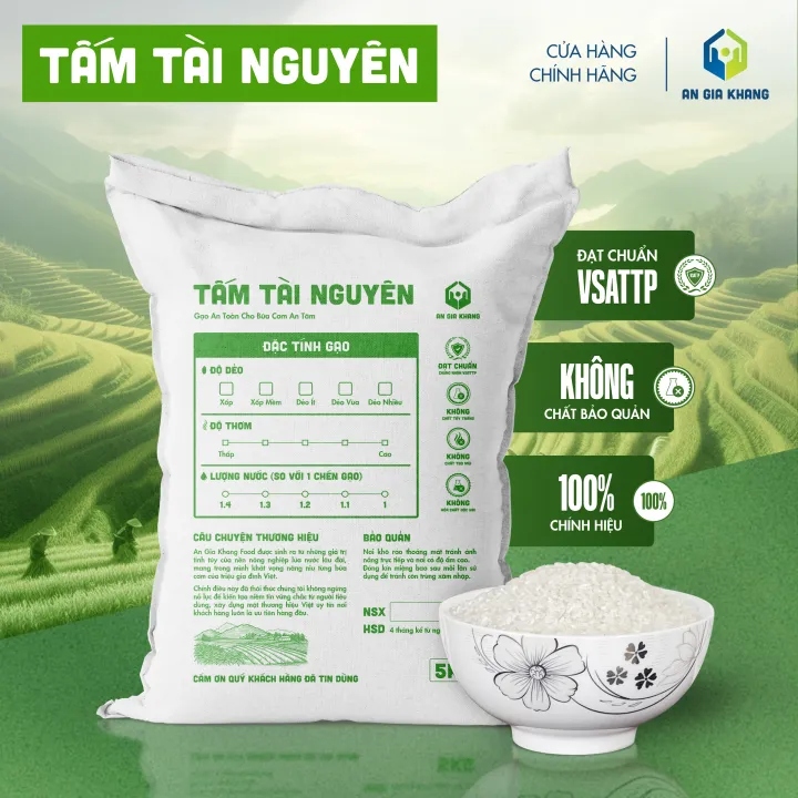 Gạo Tấm Tài Nguyên Xốp Cơm AGKF (An Gia Khang Food) - Xốp Mềm (Túi 5kg)