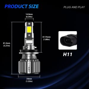 Novsight N74 LED Car Headlight Bulb Kit 9005(HB3) 9006(HB4) 9012 H1 H3 H4 H7 H11 LED Light for Car High/Low Beam Fog Light 72W 10000LM 6500K Super Bright Plug&Play 2 PCS Warranty