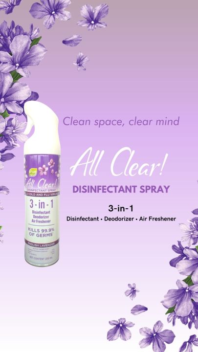 True Protect All Clear 3 in 1 Disinfectant Spray | Disinfectant, Deodorizer, Air Freshener