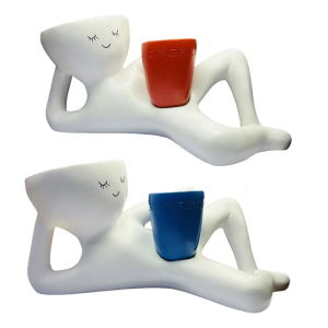 Resin Succulents Planter Decorative Vase For Desktop Creative Homes Office Decors With Funny Lazy Figurine Design