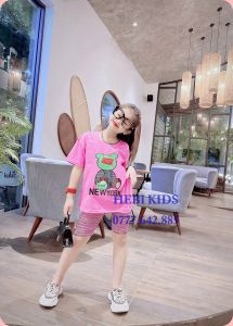 Bộ ngố bé gái cho bé 17- 45 kg HEBI KIDS thun cotton mát mịn bé từ 2 đến 15 tuổi
