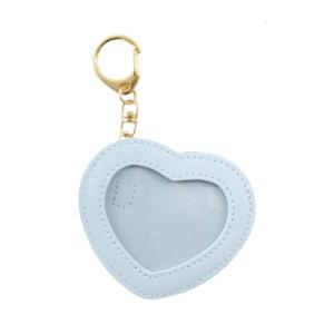 Fashion Heart Shaped Holder Keychain Anime Pin PU Leather Protector Bag for Fashionable Youth and Lover