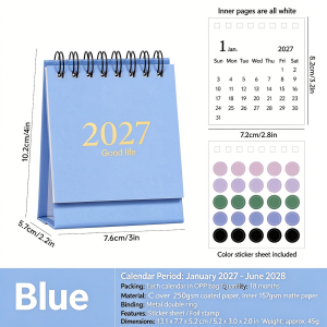 2027-2028 Mini Desk Calendar Desktop Planner Schedule Kawaii Yearly Agenda Organizer Calendar Dual Daily Scheduler Weekly Table Planner