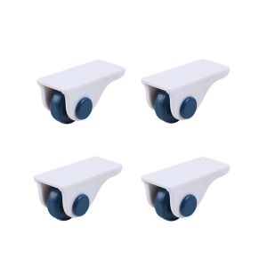 BEBA 4Pcs Plastic Furniture Directional Casters Self-Adhesive 2 Colors Stickable Wheels Mini No Scratches Storage Box Bottom Caster Household