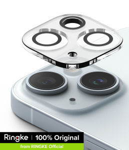 Ringke Camera Protector Glass [2 Pack] Compatible with iPhone 15 Plus Transparent HD Clear Full Adhesive Hard Tempered Glass Camera Lens Protector