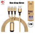 3 In 1 Type C Micro USB Apple Iphone Charger Cable Mobile Phone USB Cord USB-C Charging Cable Cable for Micro USB Charger Cable for iPhone Xs Max XR X 8 7 OPOO Redmi Huawei 3 in 1 USB C Fast Data Charging Cord. 