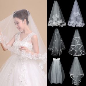 DOHOHO Elegant Short Simple Two Layer Photo Veil Womens Tulle Wedding Veil Bridal Veil Lace Edge