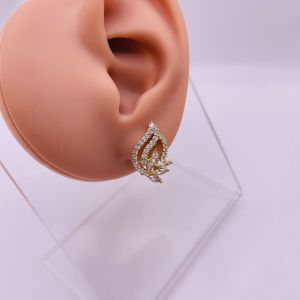 Bông tai titan đính đá bền đẹp Khuyên tai đính đá màu vàng hoặc trắng chất liệu titan không phai mã 15