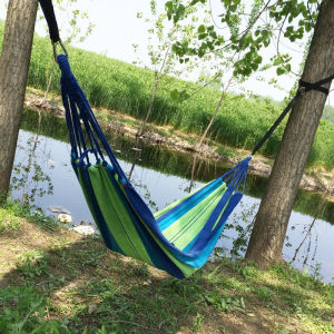 Rainbow Sleeping Travel Camping Hammock Tree Swing Canvas Stripe Hanging Bed Free Storage Bag String Double Single Hammock