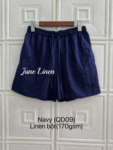 [JUNE LINEN] QD09- Short Linen tưng premium ống rộng lưng thun có 2 túi. Ảnh thật.